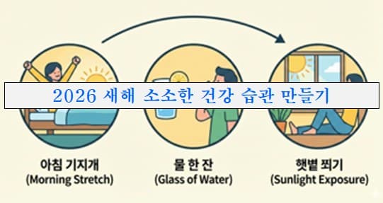 활기찬 노년을 위한 '2026 새해 소소한 건강 습관' 만들기 제목에 대한 이미지