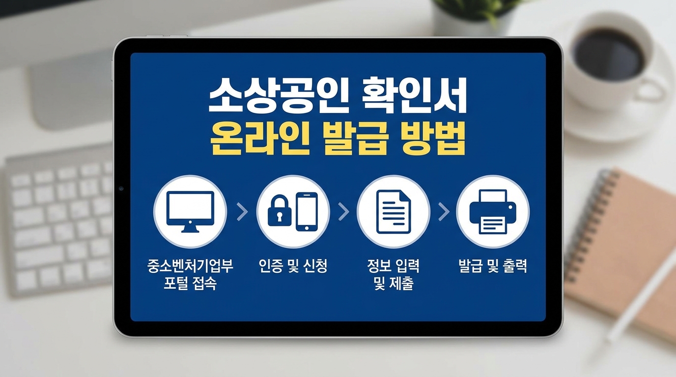 온라인으로 소상공인 확인서를 발급받는 방법 설명 이미지