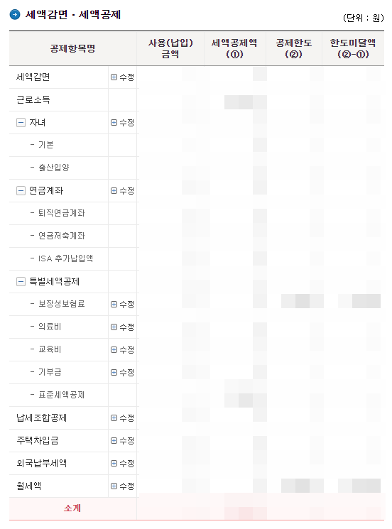 세액공제액 확인