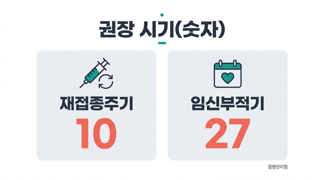 백일해 예방접종 기간 권장 시기(숫자)