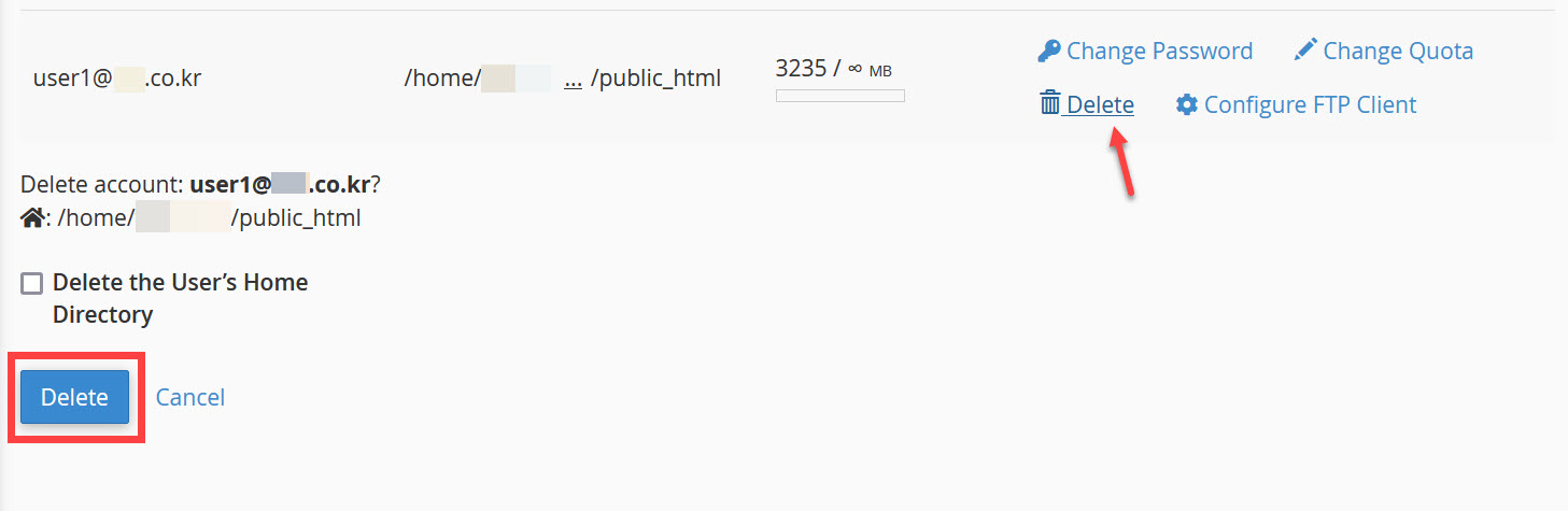 해외호스팅 GreenGeeks에서 FTP 계정 삭제