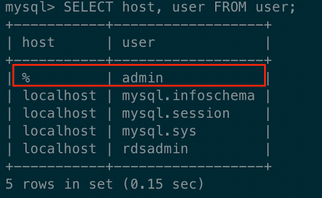 MySQL RDS 유저 확인