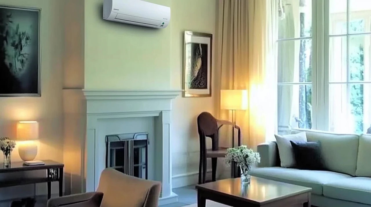 에너지 효율적인 에어컨이 인테리어와 자연스럽게 융합된 미래형 가정에서 최첨단 기술의 향상을 보여줍니다. 조화로운 분위기가 파스텔 색조로 돋보이며, 모든 공간이 아늑하고 세련된 에너지 절감 솔루션을 제공합니다.