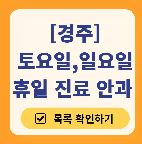 경주 토요일 일요일 문 여는 안과 리스트 ❘ 주말, 공휴일 진료 영업 병원 찾기