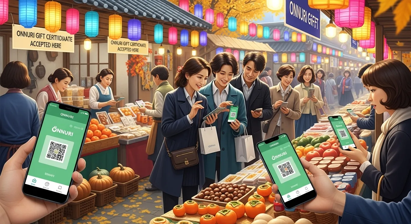 온누리상품권으로-전통시장에서-장을-보는-사람들을-표현한-AI-이미지