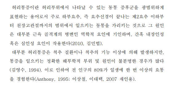 허리통증 의의