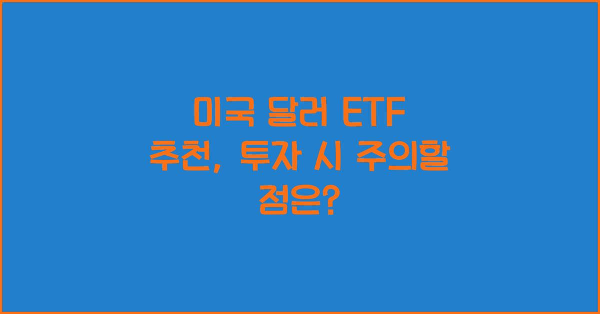 미국 달러 etf 추천