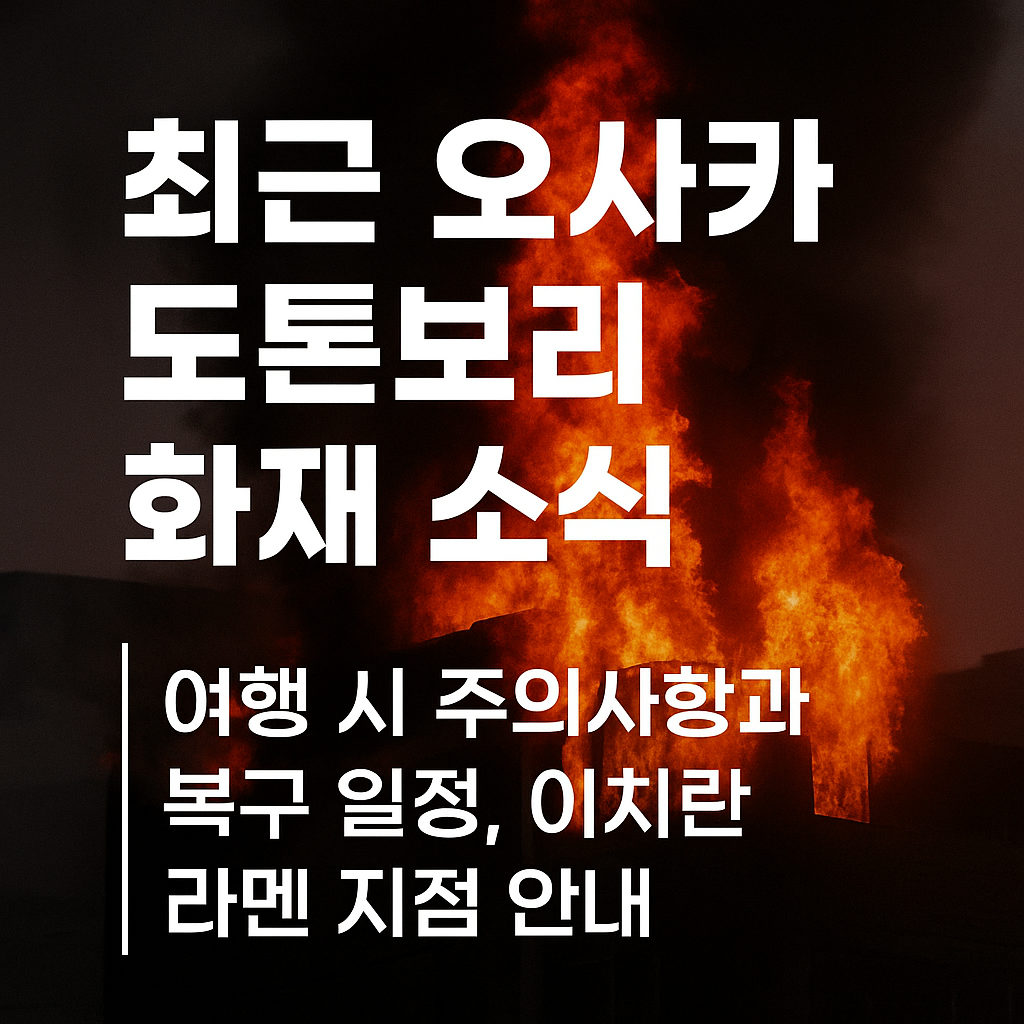 최근 오사카 도톤보리 화재｜여행 시 주의사항과 복구 일정, 이치란 라멘 지점 안내 (이미지 챗지피티)