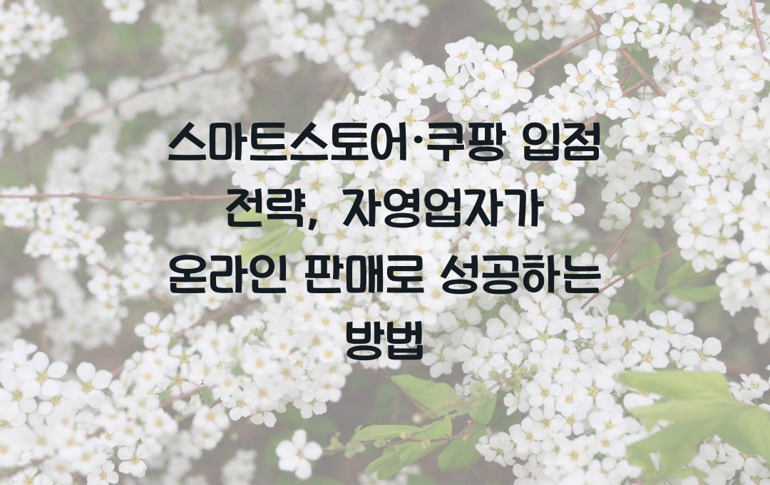 스마트스토어·쿠팡 입점 전략: 자영업자도 쉽게 시작하는 온라인 판매