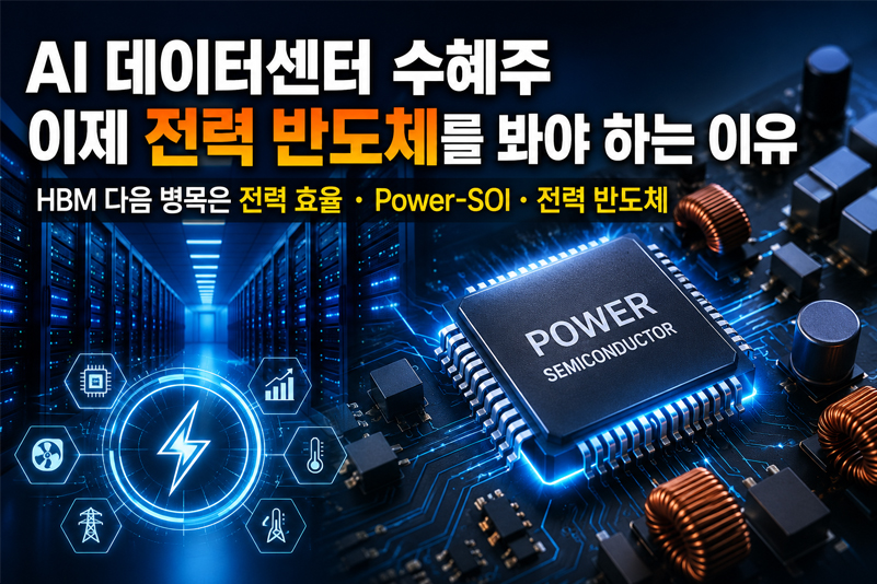AI 데이터센터 수혜주와 전력 반도체, HBM 다음 투자 흐름을 설명하는 대표 썸네일 이미지