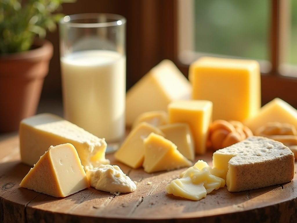 칼슘이 풍부한 우유, 치즈등의 유제품들