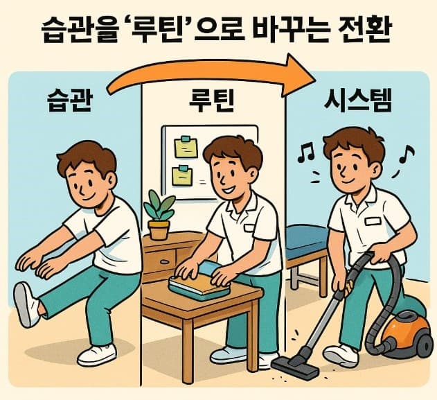 습관을 &lsquo;루틴&rsquo;으로 바꾸는 전환 구조 &mdash; 자동화 단계별 전략