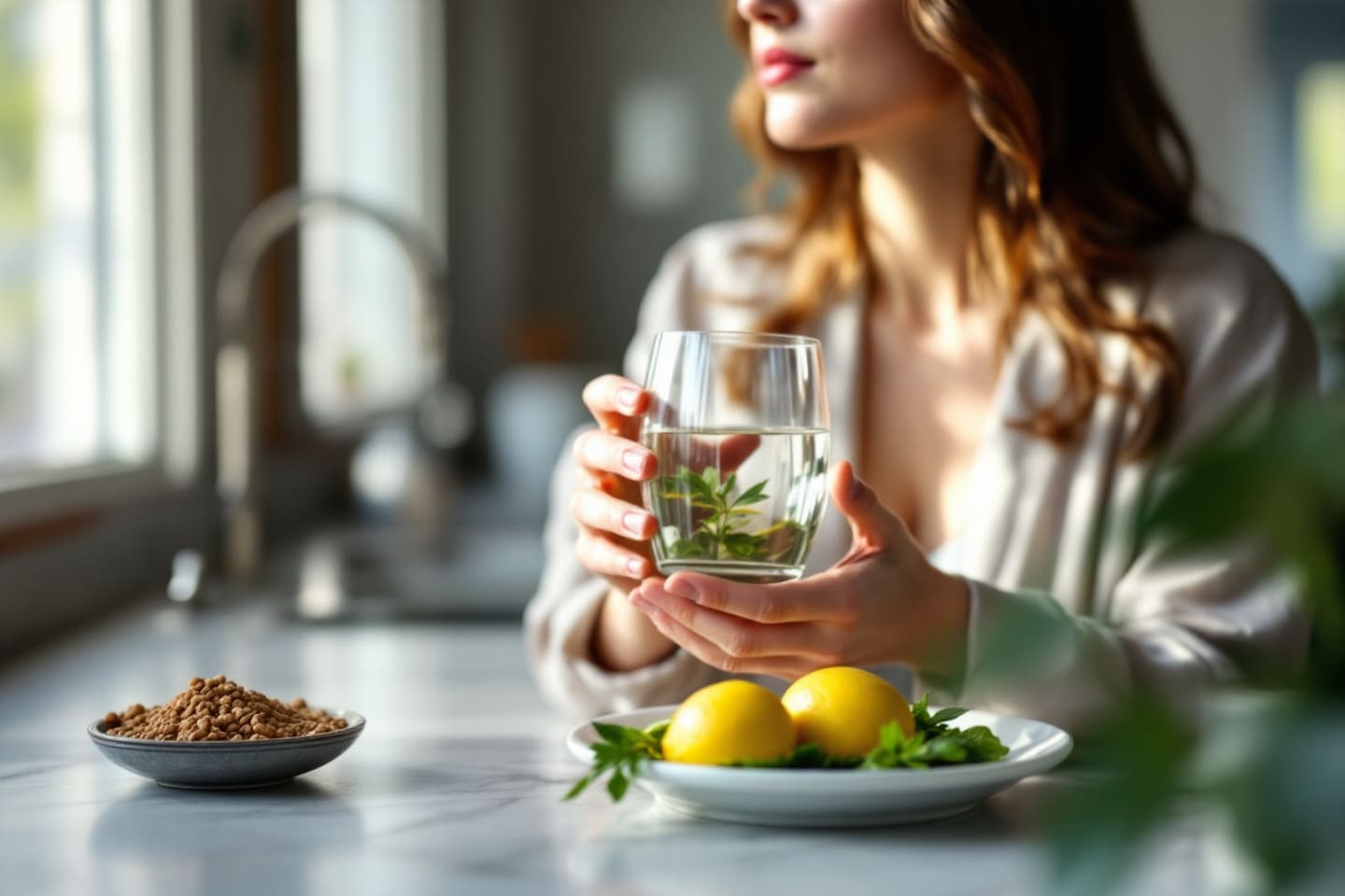 수분을 섭취하는 여성