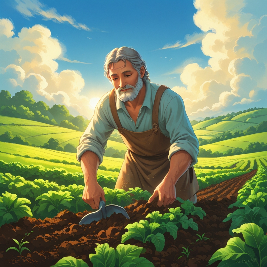 수고 속에서도 하나님의 뜻과 회복의 소망이 담긴 노동의 의미를 표현한 이미지