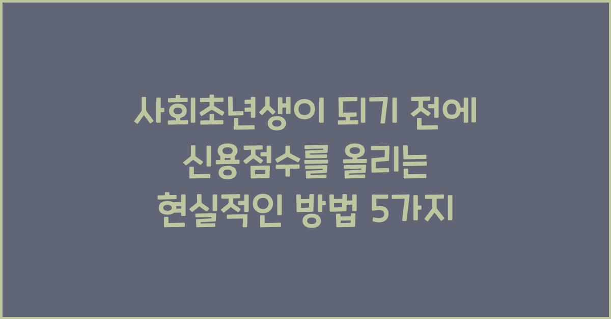 사회초년생이 되기 전에 신용점수를 올리는 현실적인 방법