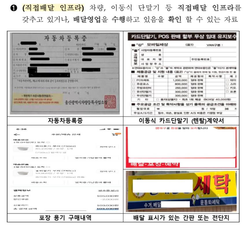 소상공인 배달택배비 증빙서류