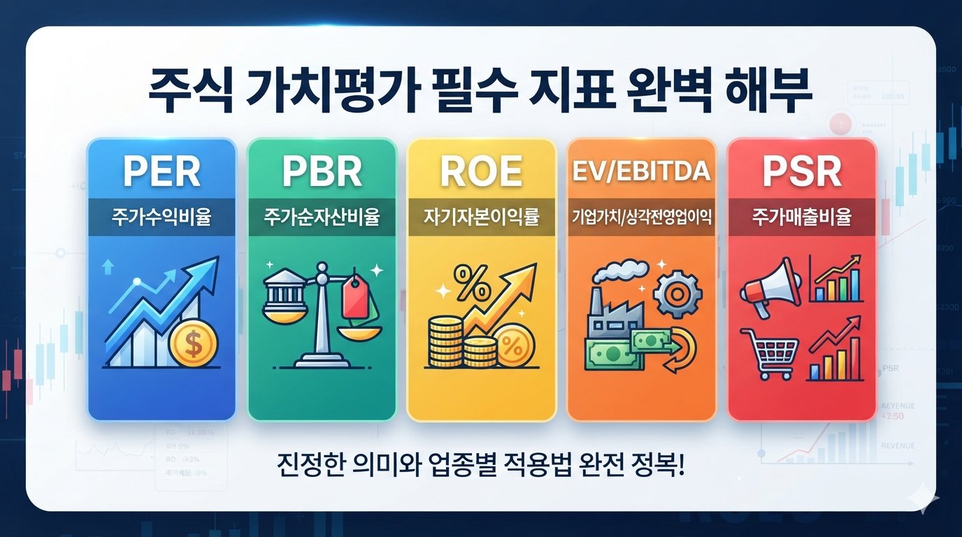 주식 가치평가 필수 지표 완벽 해부: PER, PBR, ROE, EV/EBITDA, PSR의 진정한 의미와 업종별 적용법