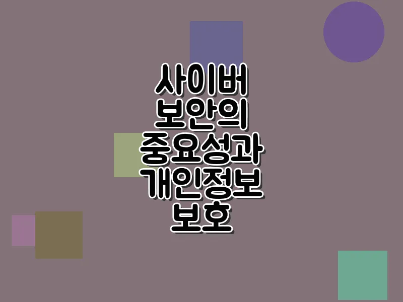 사이버 보안의 중요성과 개인 정보 보호