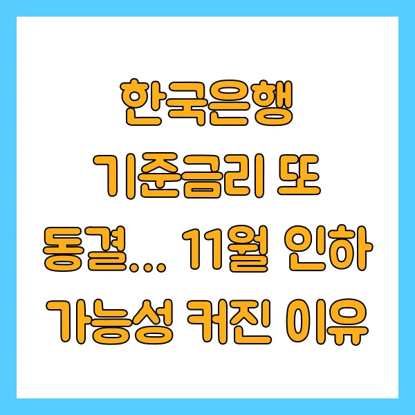 한국은행 기준금리 또 동결… 11월 인하 가능성 커진 이유
