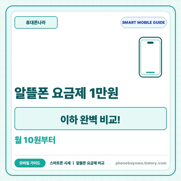 알뜰폰 요금제 1만원 이하 완벽 비교! 월 10원부터 평생요금까지 12개