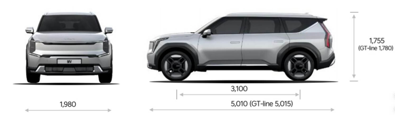 2023 기아 EV9 제원 정보 전고 전폭 휠베이스 윤거