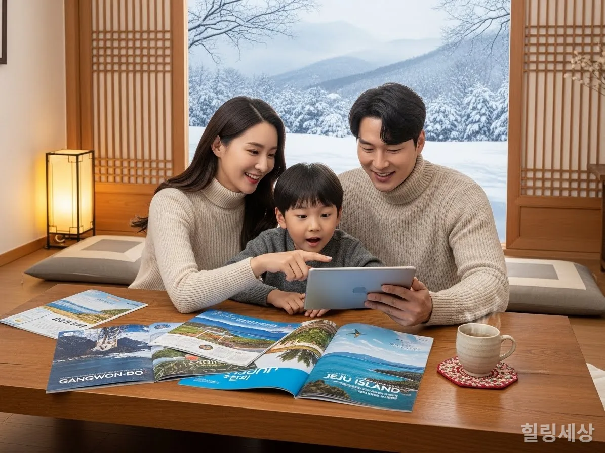 2026년 겨울 국내 여행을 계획하는 한국인 가족