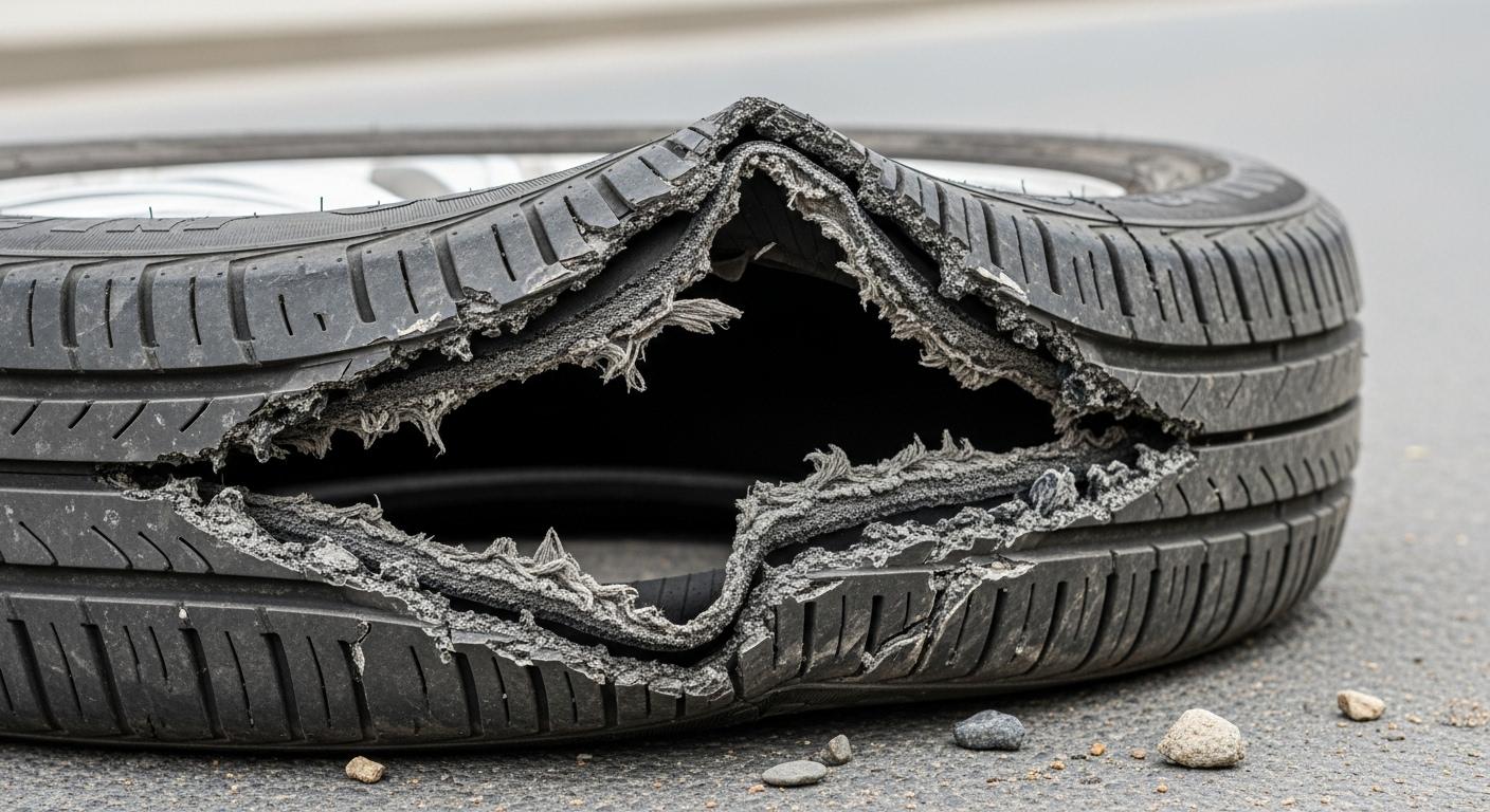 자동차 타이어 찢어짐