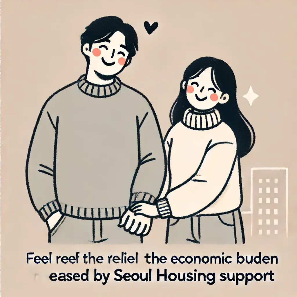 서울시 주거비 지원 효과로 경제적 부담을 덜고 미소 짓는 부부.