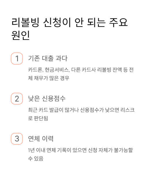 리볼빙 신청이 안 되는 주요 원인