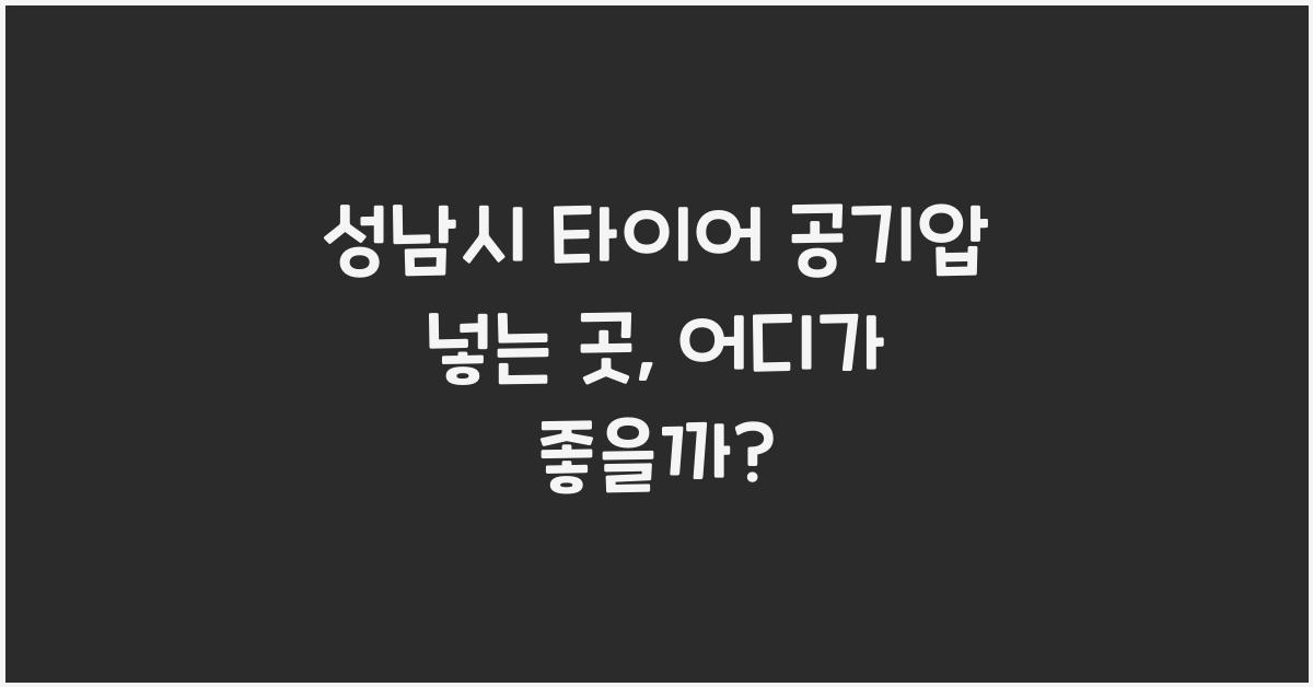 성남시 타이어 공기압 넣는 곳