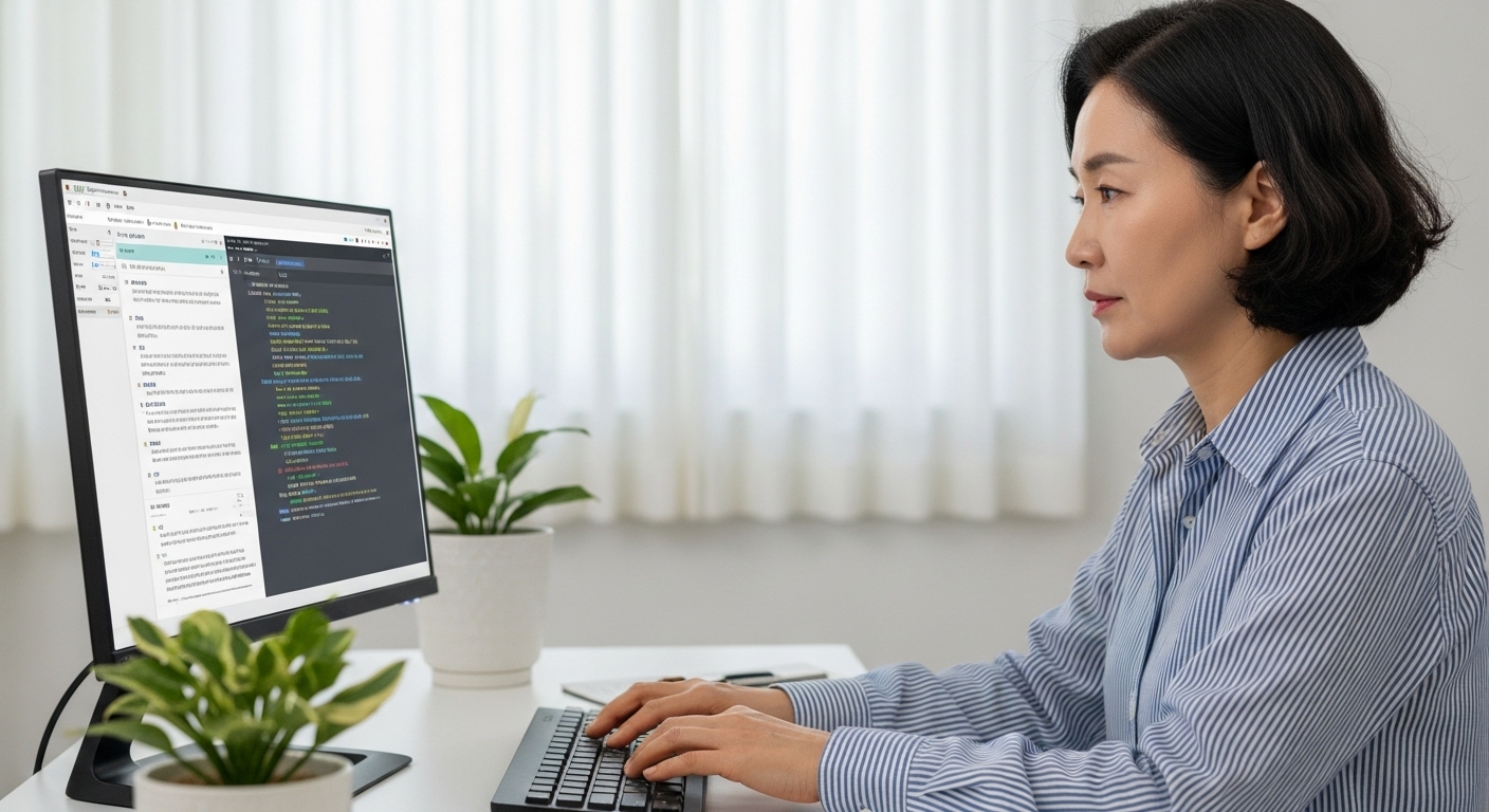 블로그 글을 자판으로 입력하는 장면