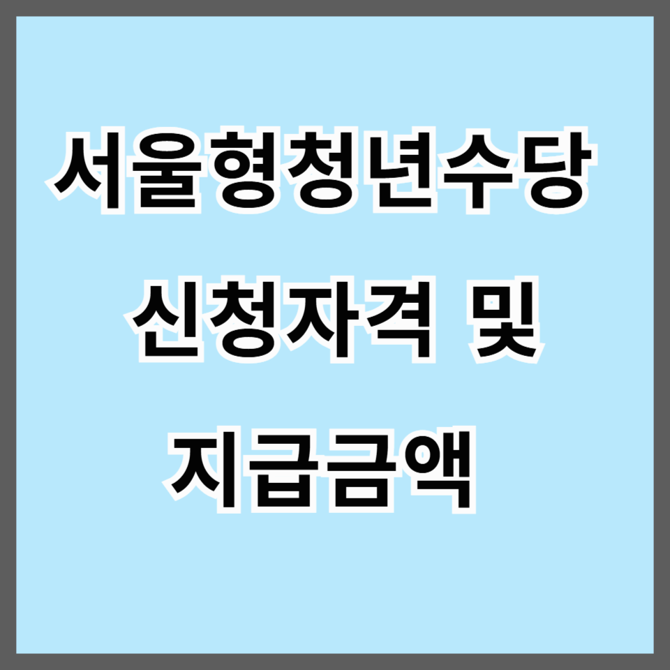 서울형 청년수당 2025년 신청자격 및 지급금액