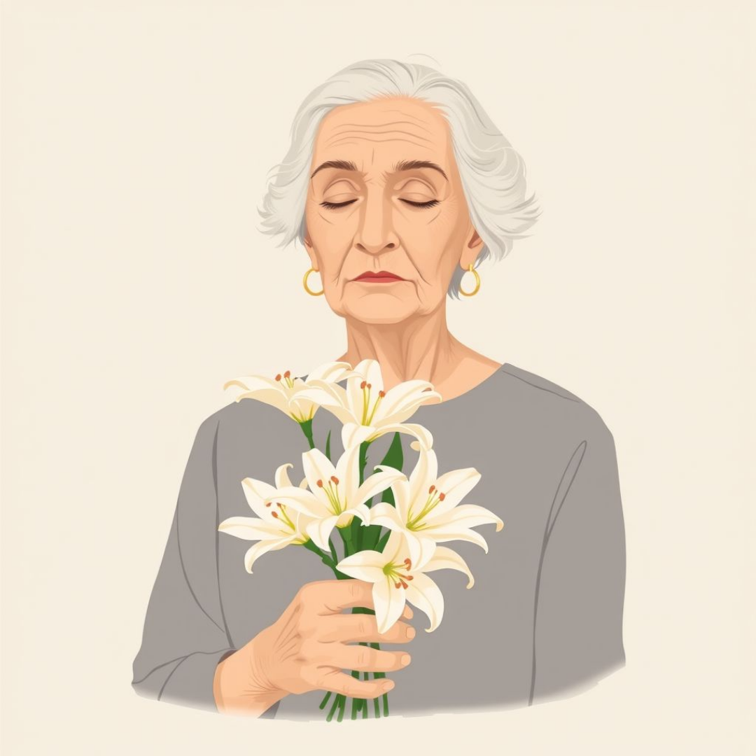 별세하신 고인을 애도하는 할머니