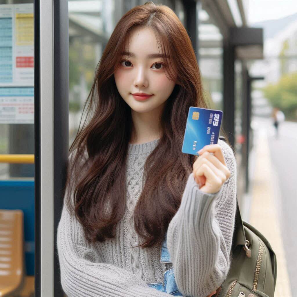 카드들고읶는 여대생