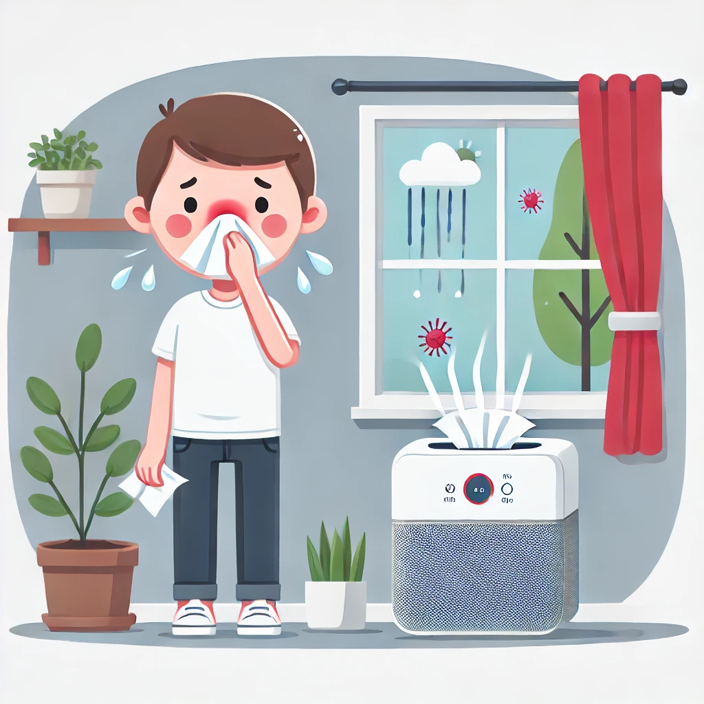 비염으로-코를풀며-땀흘리는-남자