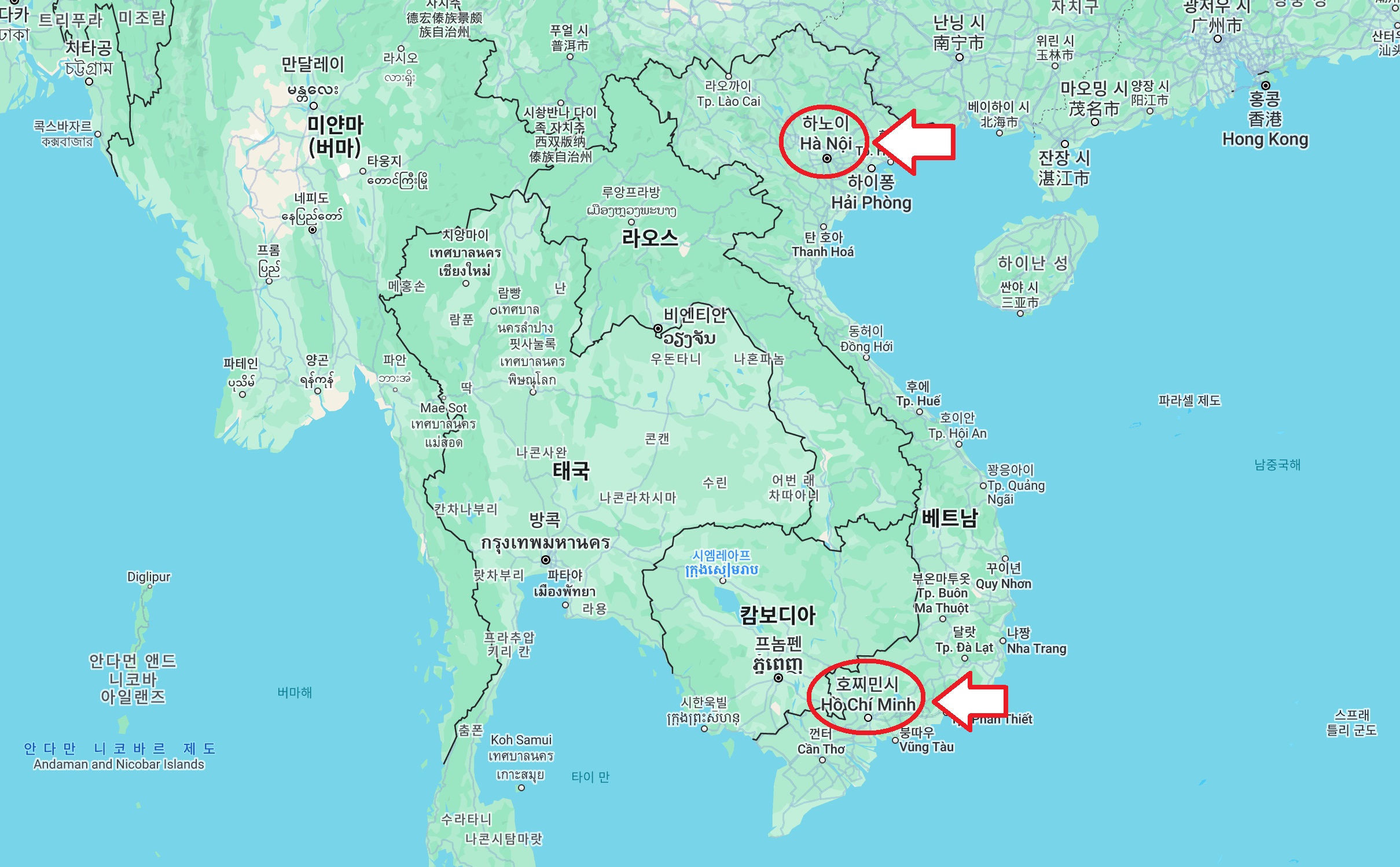 하노이 호치민 위치