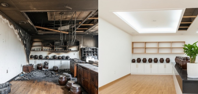 익산 화재청소 후 인테리어중