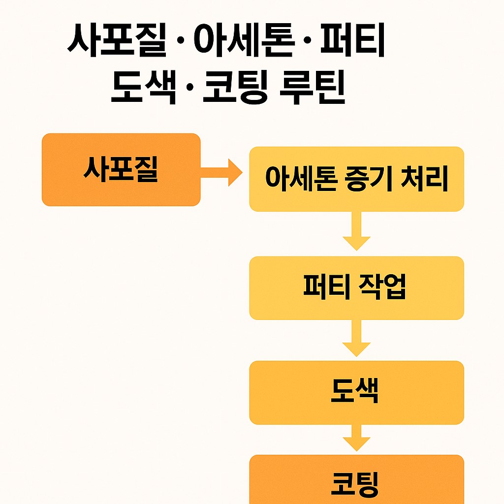 사포질 아세톤 퍼티 도색 코팅 루틴 흐름도