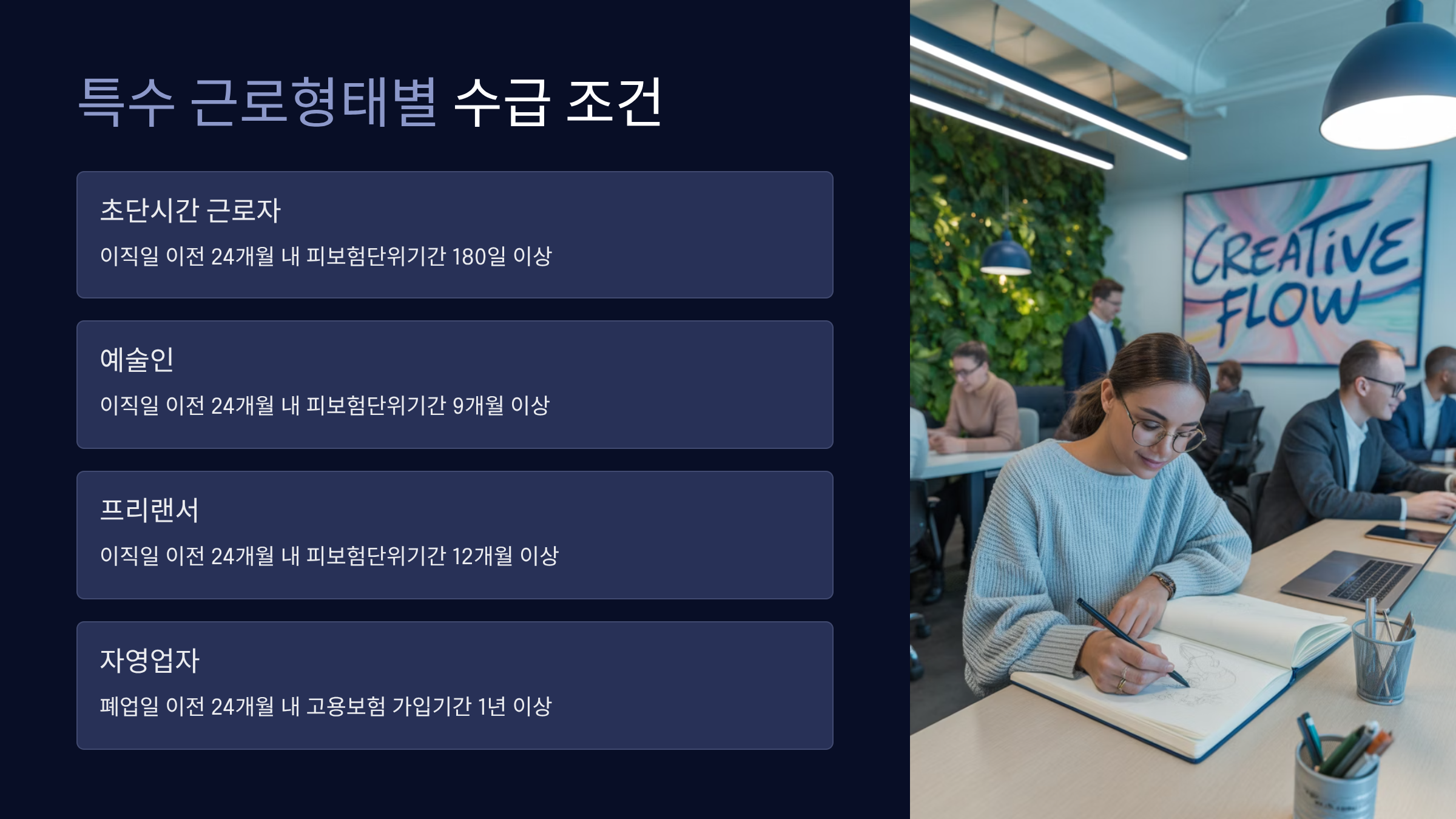 특수 근로형태별 수급 조건