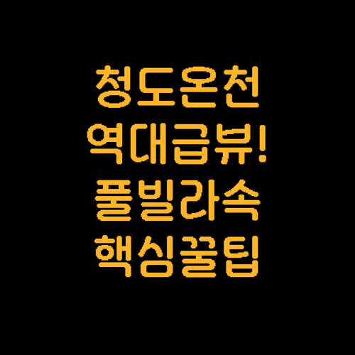 청도 풀빌라 온천 호텔 만족도 분석과..