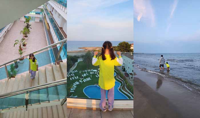 알코세브레Alcoccebre의 고급리조트 앞 지중해 해변 산책