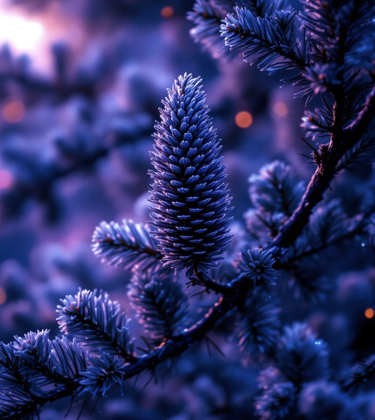 신비로운 보랏빛 솔방울