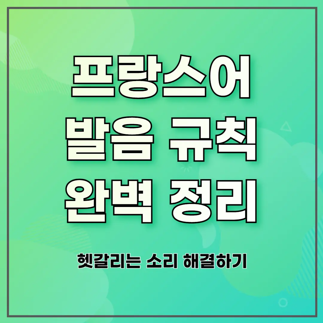 프랑스어 발음 규칙 완벽 정리: 헷갈리는 소리 해결하기