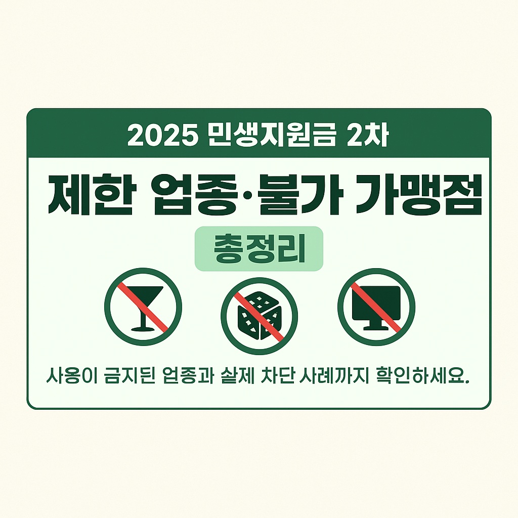 2025 민생지원금 2차 제한 업종·불가 가맹점 총정리