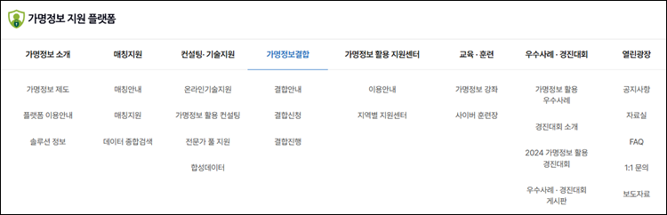 가명정보지원플랫폼-홈페이지