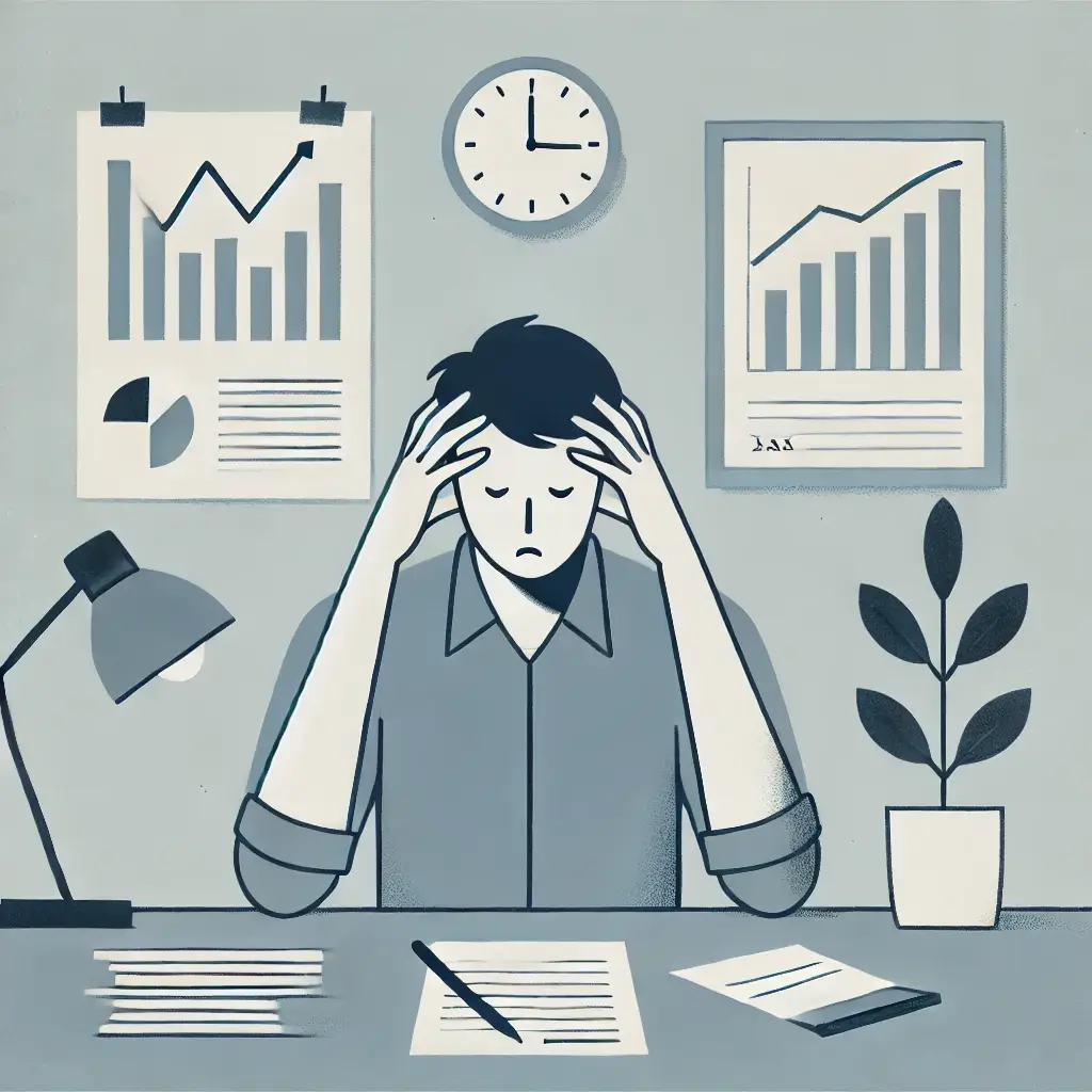 투자 고민으로 머리를 쥐고 있는 남성