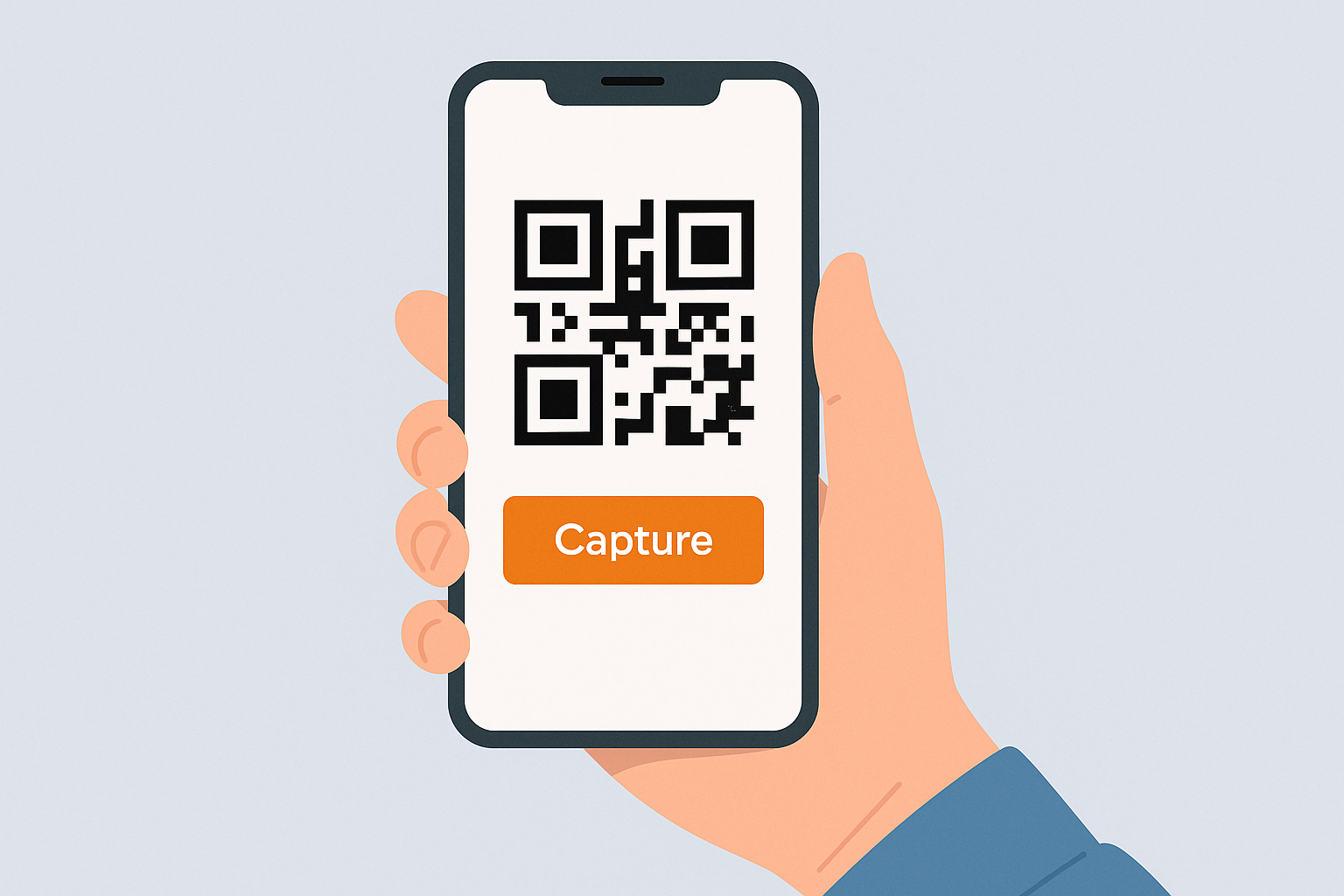 스마트폰 화면에 저장된 QR코드를 미리 캡처해두는 모습, 입국 전 준비를 위한 장면