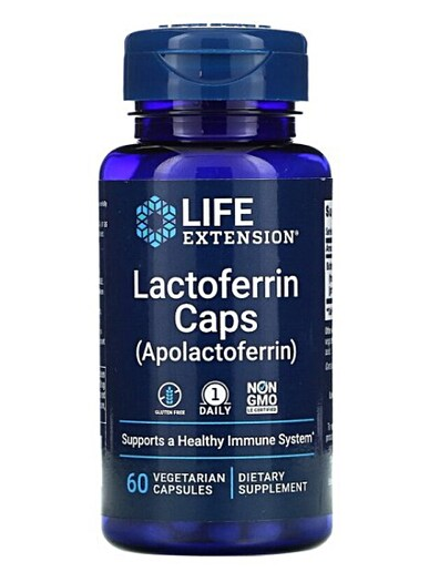 아포락토페린(Apolactoferrin)을 사용했다고 쓰여 있던 Life Extension, 락토페린 캡슐, 베지 캡슐 60정 구형 사진