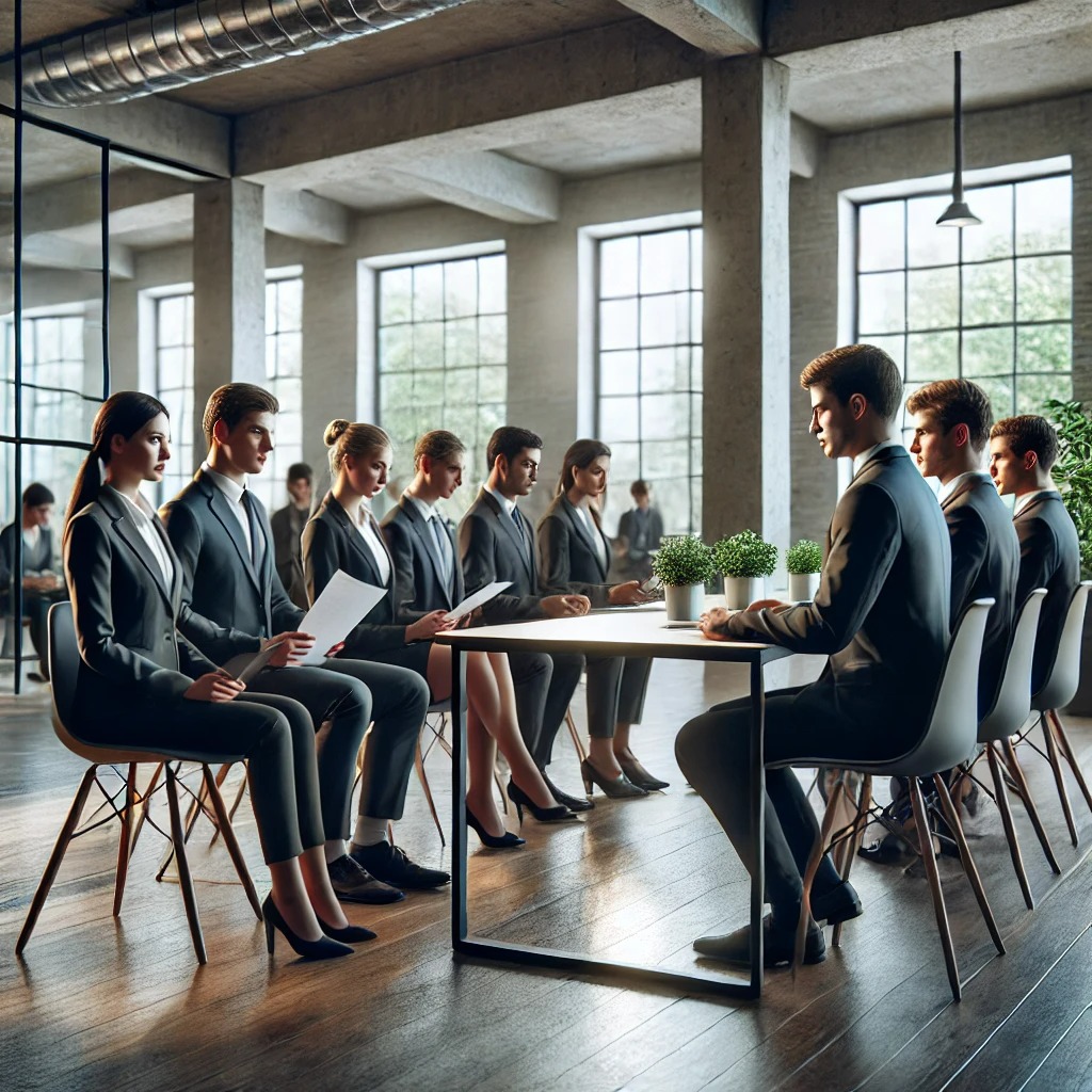 면접 보는 청년들