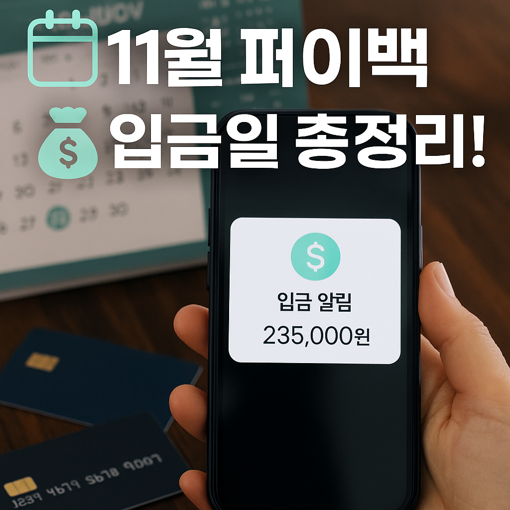 카드사별 상생페이백 11월 일정표